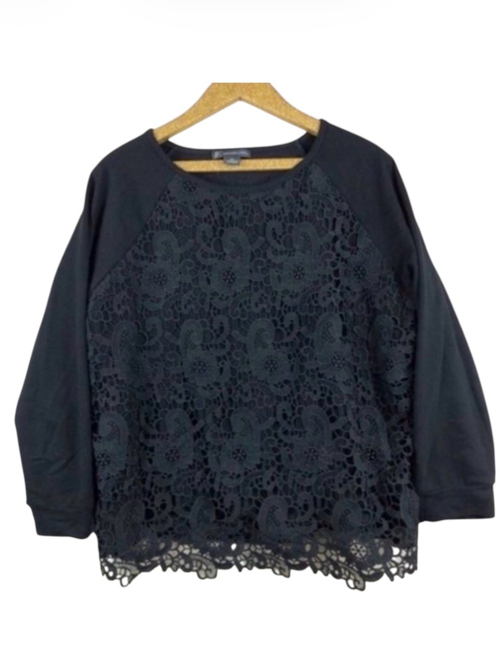 Adrianna Papell Black Lace Overlay Top NWOT